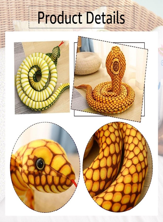 Refavor Large Realistic Snake Plushies - 70" Cobra Snake Stuffed Animals Toys, Gifts & Party Decorations (Green) - Image 3